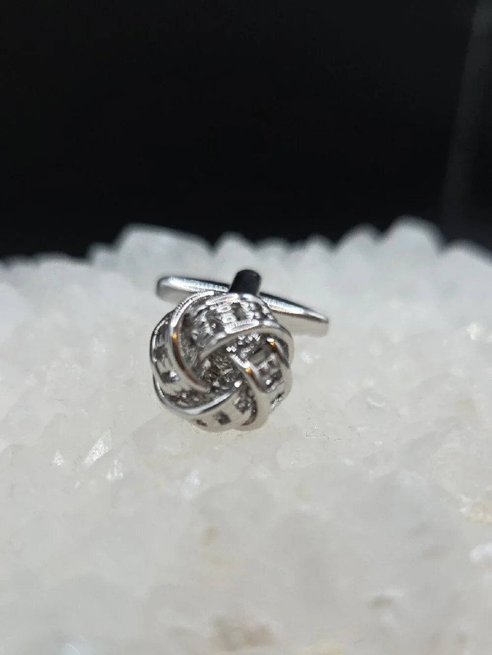 Polished Stainless Steel Knot Cufflinks for Men | Silver Tone